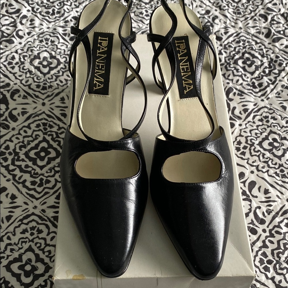 Vintage Ipanema Black Leather Classic Pumps Heels Size 9M
